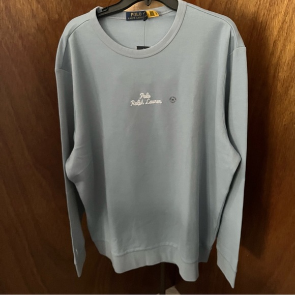 NEW POLO RALPH LAUREN sz XXL Light Blue Double Knit Sweatshirt $138